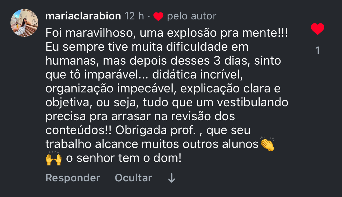 Depoimento de aluna sobre o Pré-Prova