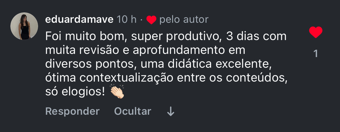 Depoimento de aluna sobre o Pré-Prova