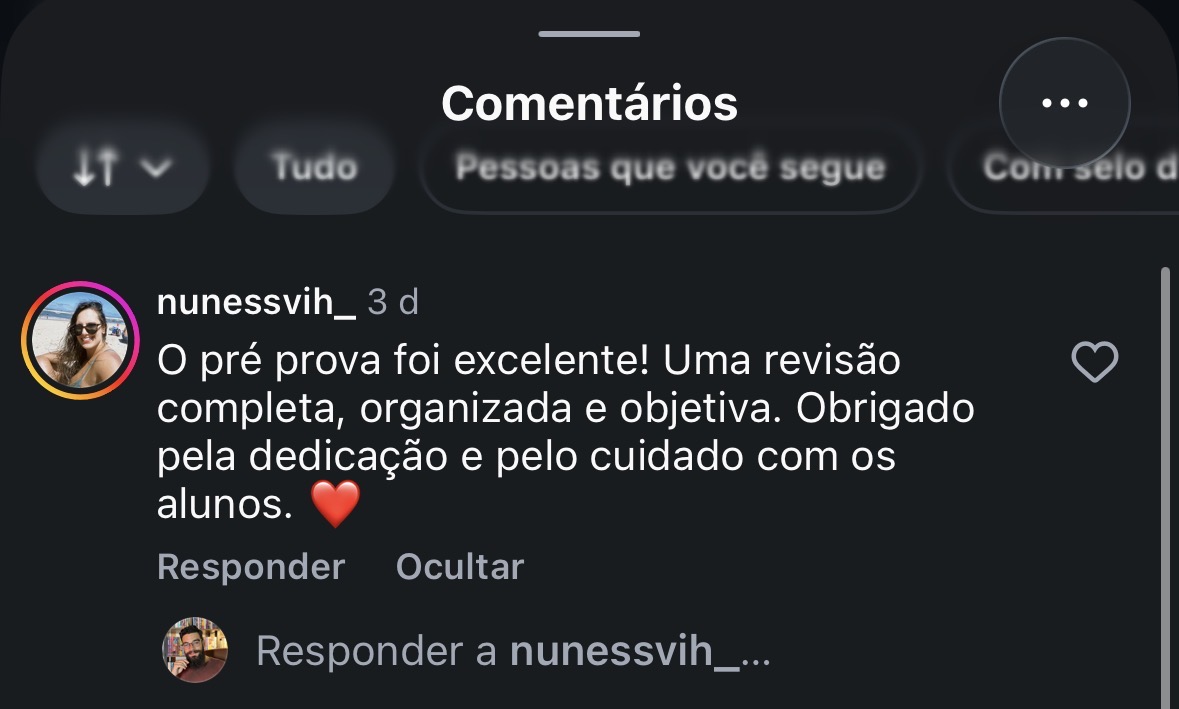 Depoimento de aluna sobre o Pré-Prova