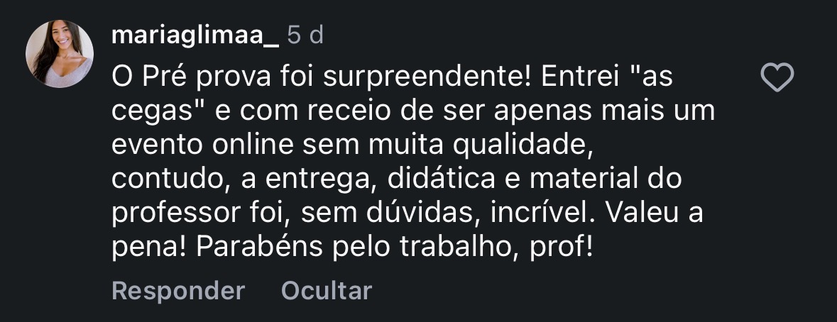 Depoimento de aluna sobre o Pré-Prova