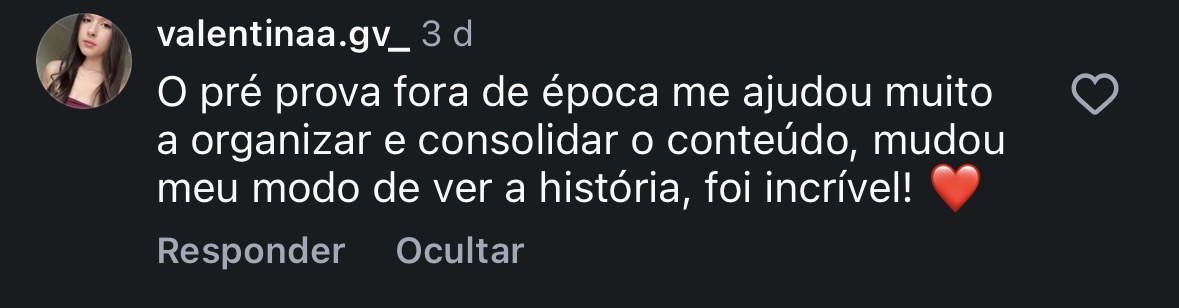 Depoimento de aluna sobre o Pré-Prova